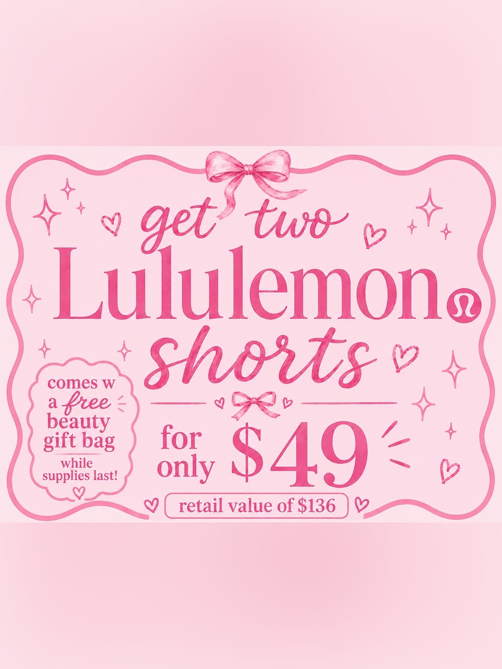lululemon athletica Pink Promotional Graphic + FREE BEAUTY GIFT BAG ✨